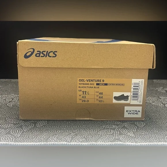EUC - ASICS Men's Gel-Venture 9 Running Shoes Black/Tuna Blue Size:11.5 Ex-Wide - Picture 16 of 16